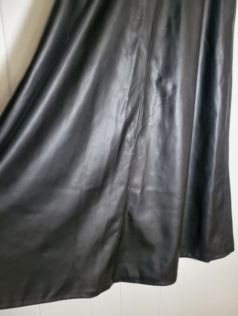 Vince Camuto Faux Leather A Line Midi Skirt Vegan High Waist Soft Side Zip LG - Picture 8 of 12